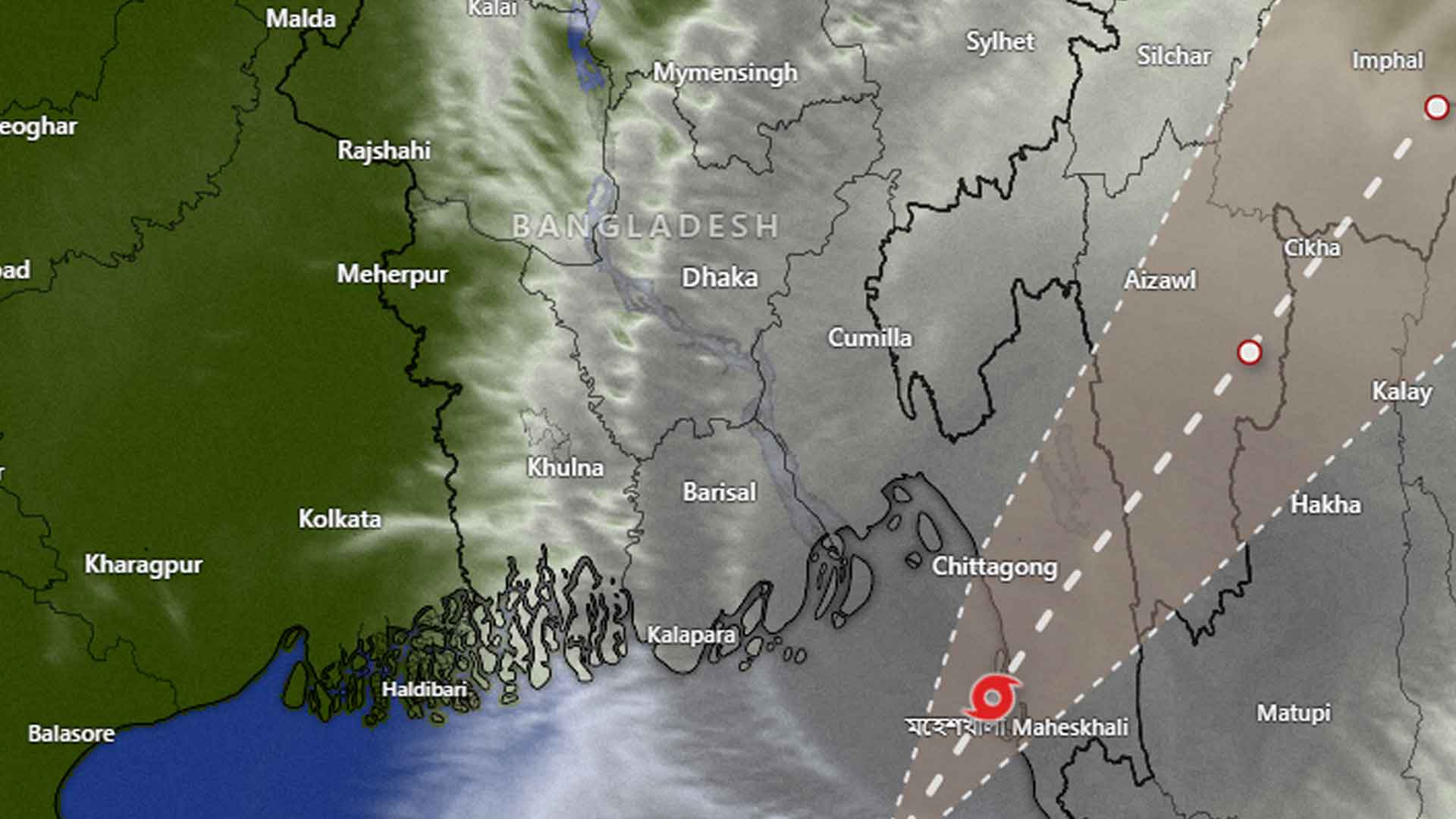 কুতবদিয়ার খুব কাছে ঘূর্ণিঝড় হামুন