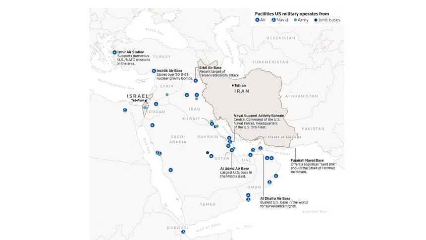 ইরানকে ঘিরে মধ্যপ্রাচ্যজুড়ে যুক্তরাষ্ট্রের সমরসজ্জা