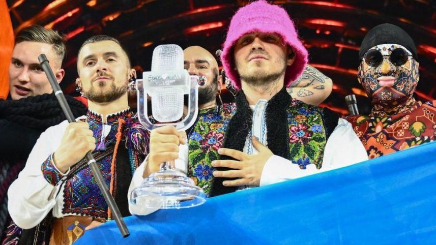 Kalush Band with Eurovision Trophy
